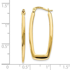 10K Yellow Gold Polished 2.25mm Rectangle Hoop Earrings