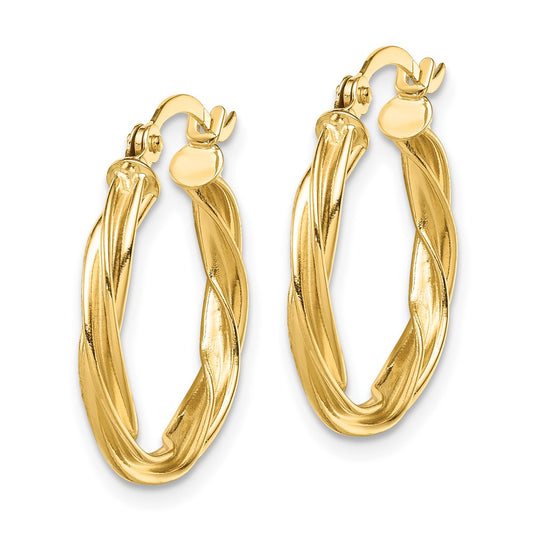 10K Yellow Gold Polished Twisted 2.5mm Hoop Earrings