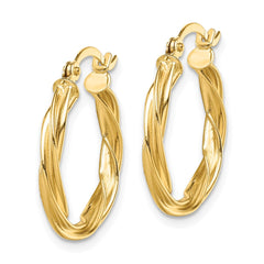 10K Yellow Gold Polished Twisted 2.5mm Hoop Earrings