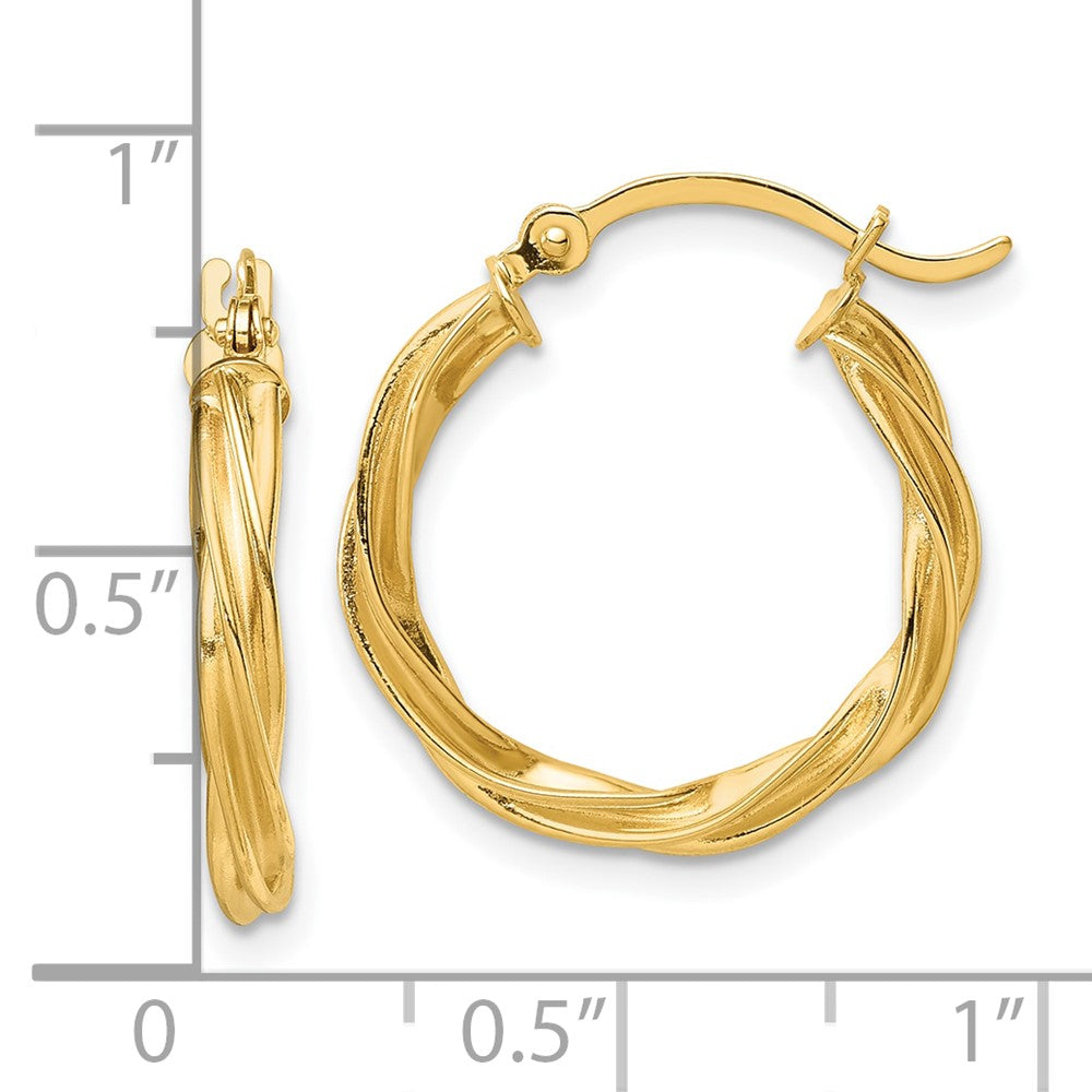 10K Yellow Gold Polished Twisted 2.5mm Hoop Earrings