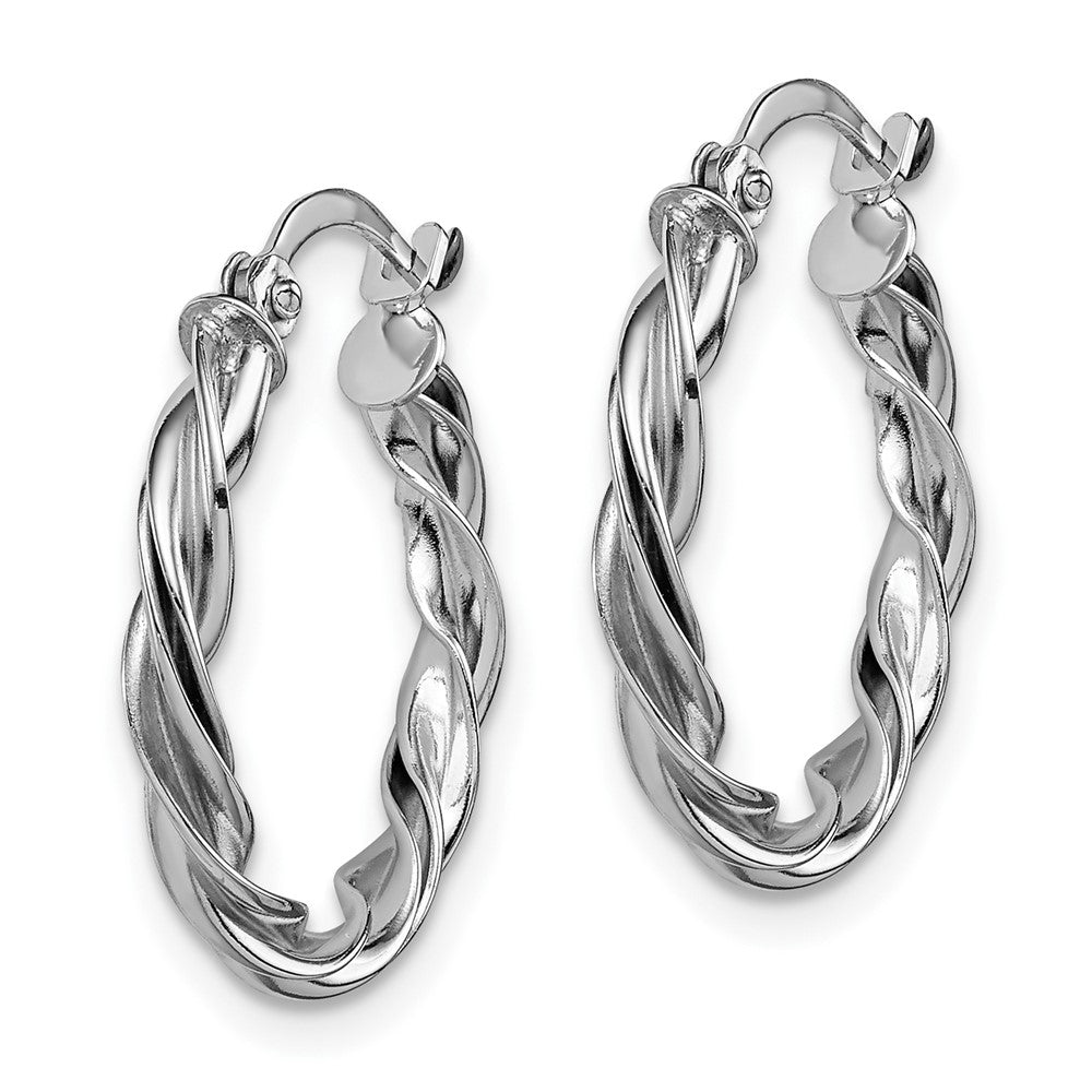 10K White Gold Polished Twisted Hoop Earrings