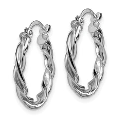 10K White Gold Polished Twisted Hoop Earrings