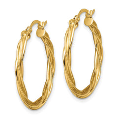 10K Yellow Gold Polished Twisted 2.5mm Hoop Earrings