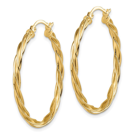 10K Yellow Gold Polished 2.5mm Twisted Hoop Earrings