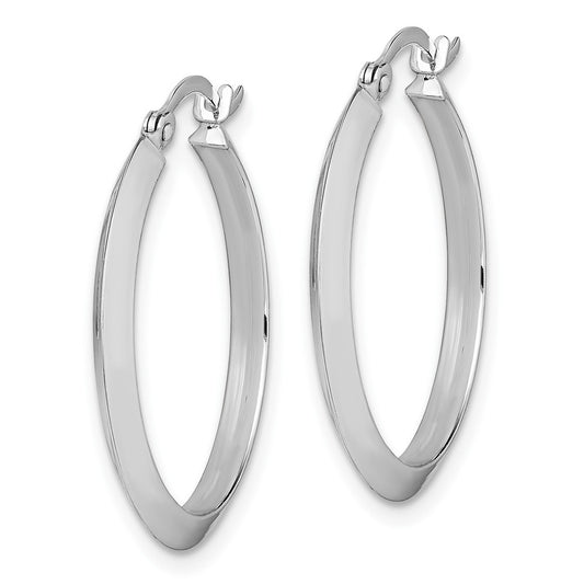 10K White Gold Polished Hoop Earrings