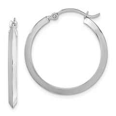 10K White Gold Polished Hoop Earrings