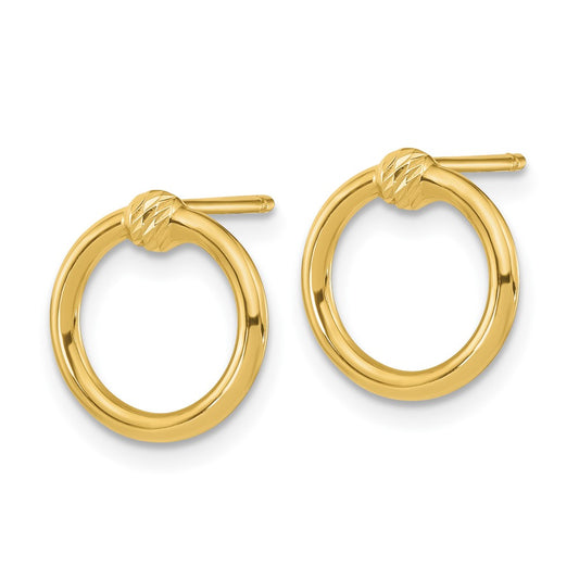 10K Yellow Gold Polished & Diamond-cut Circle Post Earrings