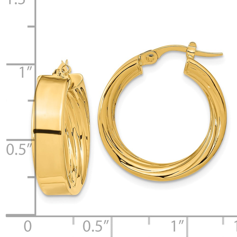 10K Yellow Gold Polished and Textured Inside Hoop Earrings