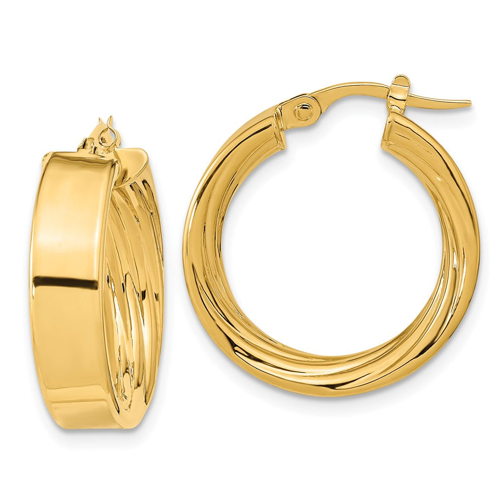 10K Yellow Gold Polished and Textured Inside Hoop Earrings