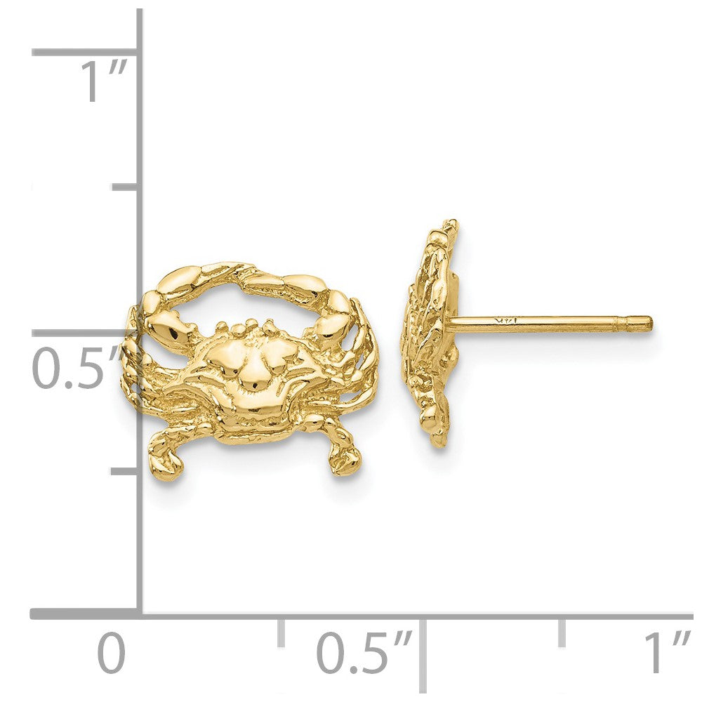 10K Yellow Gold Crab Post Earrings