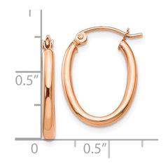 10K Rose Gold Oval Hoop Earrings