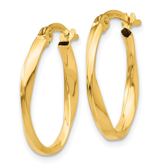 10K Yellow Gold Gold Polished Twisted Oval Hoop Earrings