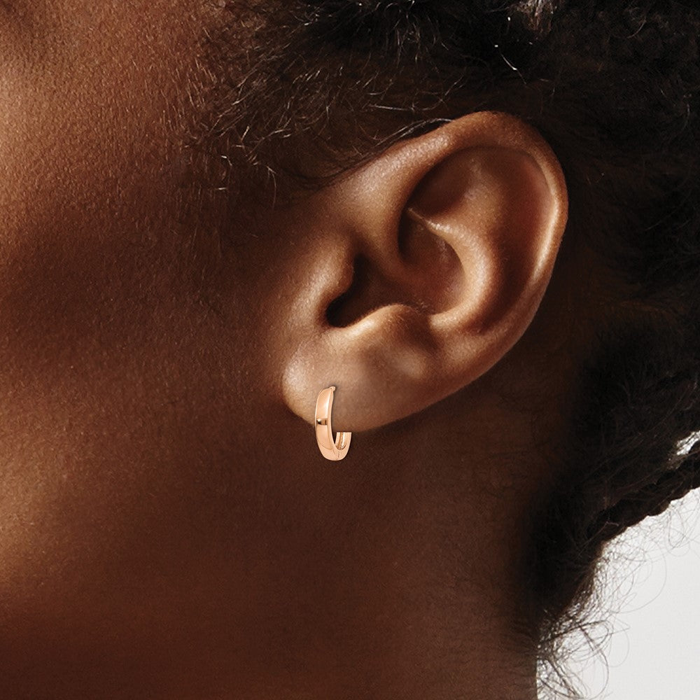 10K Rose Gold Round Hinged Hoop Earrings