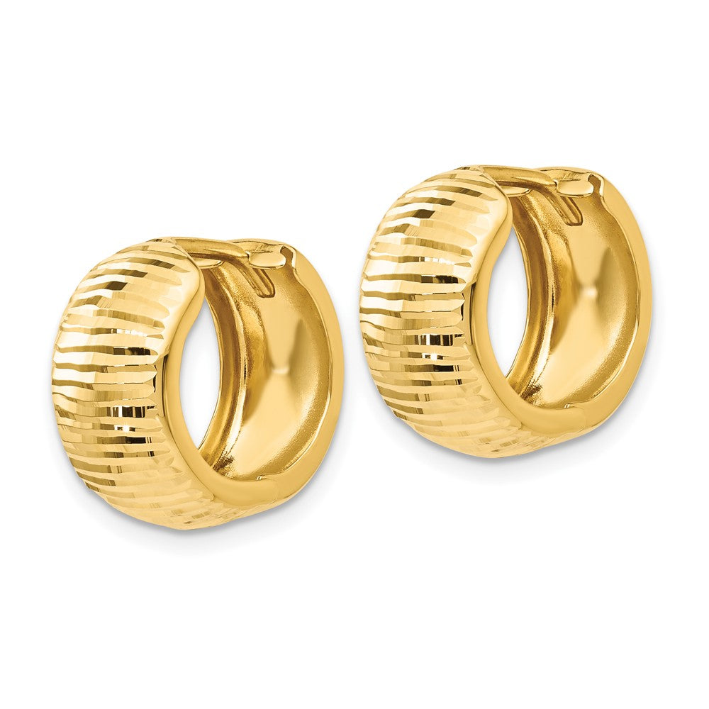 10K Yellow Gold Gold Textured and Polished Hinged Hoop Earrings