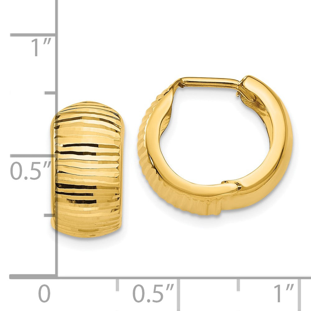 10K Yellow Gold Gold Textured and Polished Hinged Hoop Earrings