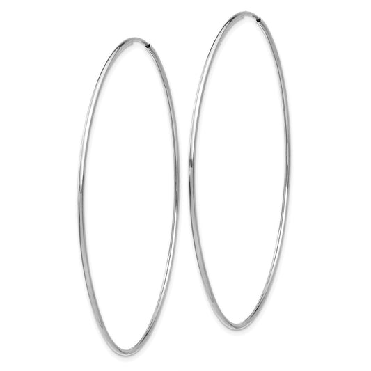 10K White Gold Polished Endless Tube Hoop Earrings