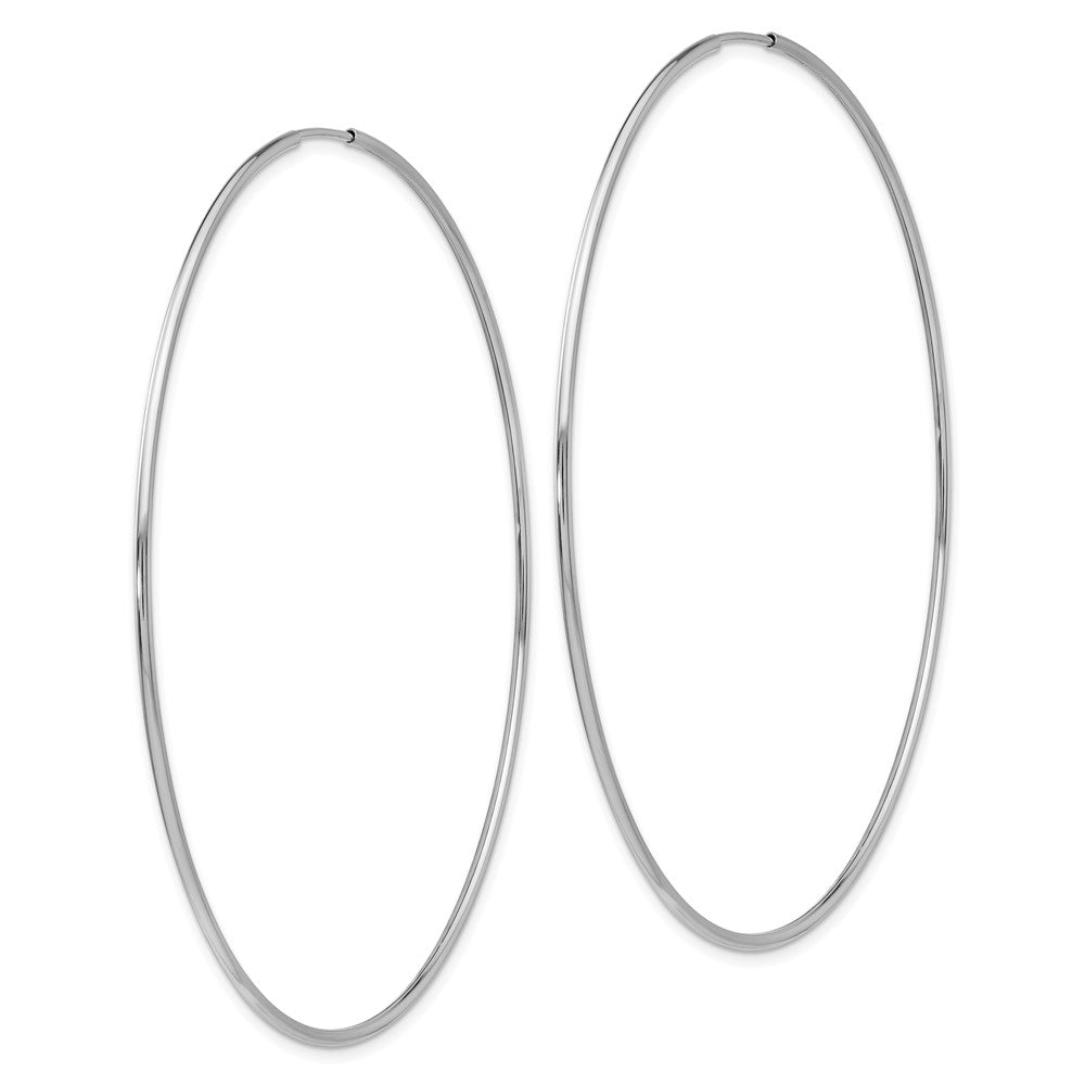 10K White Gold Polished Endless Tube Hoop Earrings