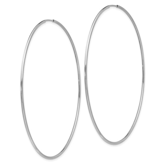 10K White Gold Polished Endless Tube Hoop Earrings