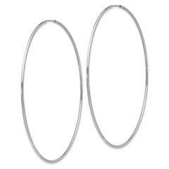 10K White Gold Polished Endless Tube Hoop Earrings