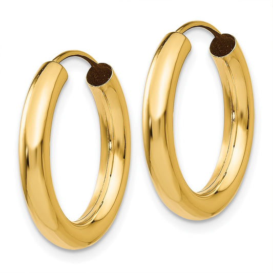 10K Yellow Gold Polished Endless Tube Hoop Earrings