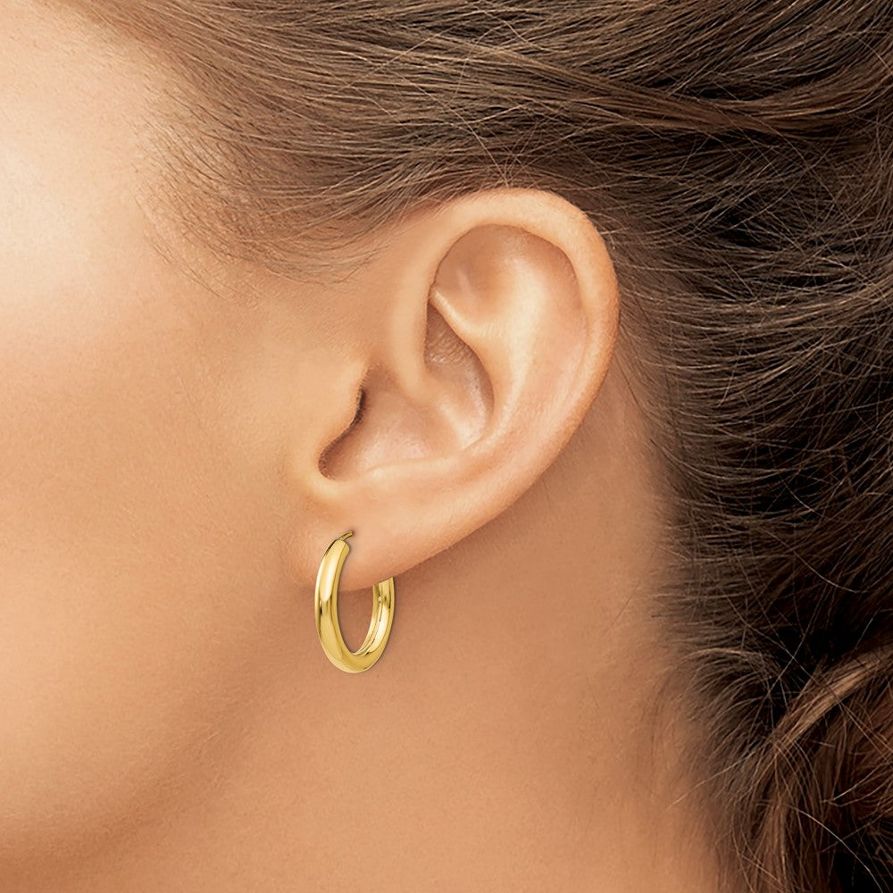 10K Yellow Gold Polished Endless Tube Hoop Earrings