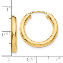 10K Yellow Gold Polished Endless Tube Hoop Earrings