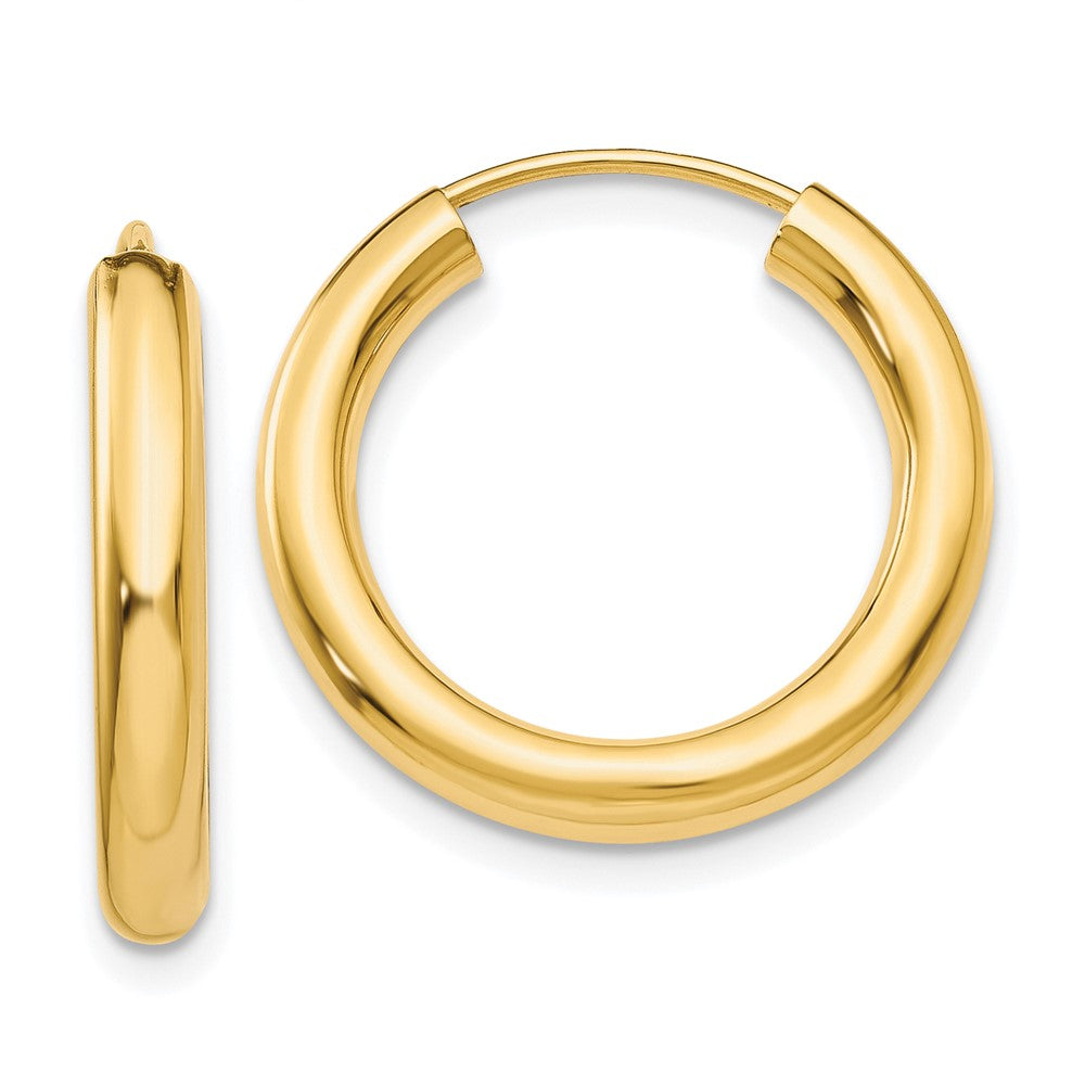 10K Yellow Gold Polished Endless Tube Hoop Earrings