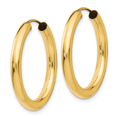 10K Yellow Gold Polished Endless Tube Hoop Earrings