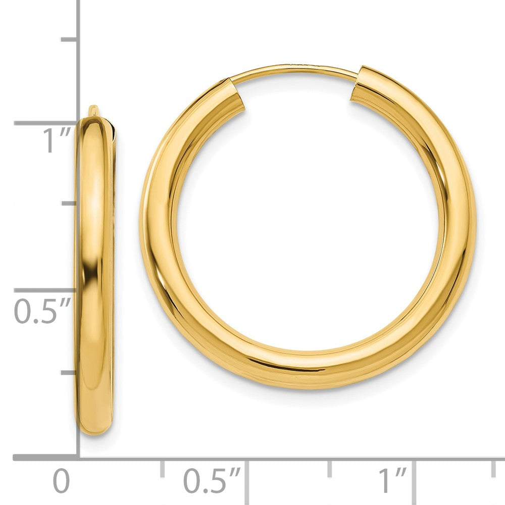 10K Yellow Gold Polished Endless Tube Hoop Earrings