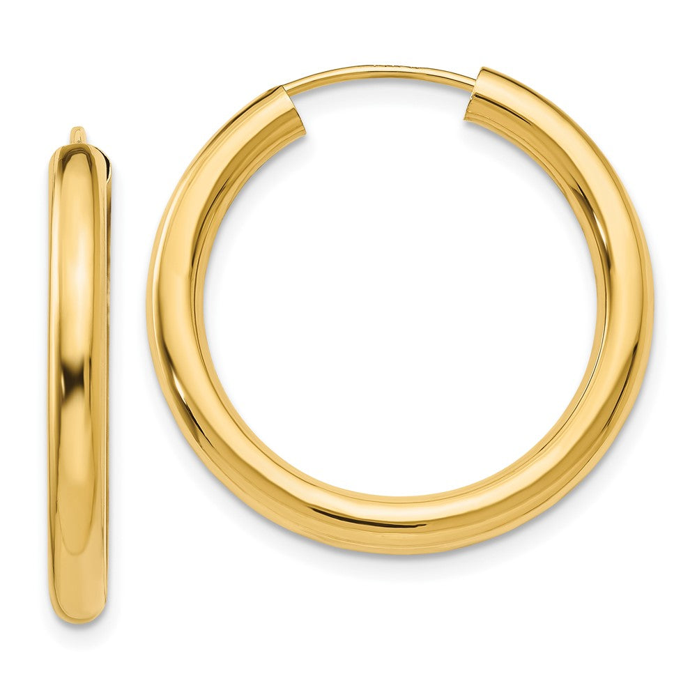 10K Yellow Gold Polished Endless Tube Hoop Earrings