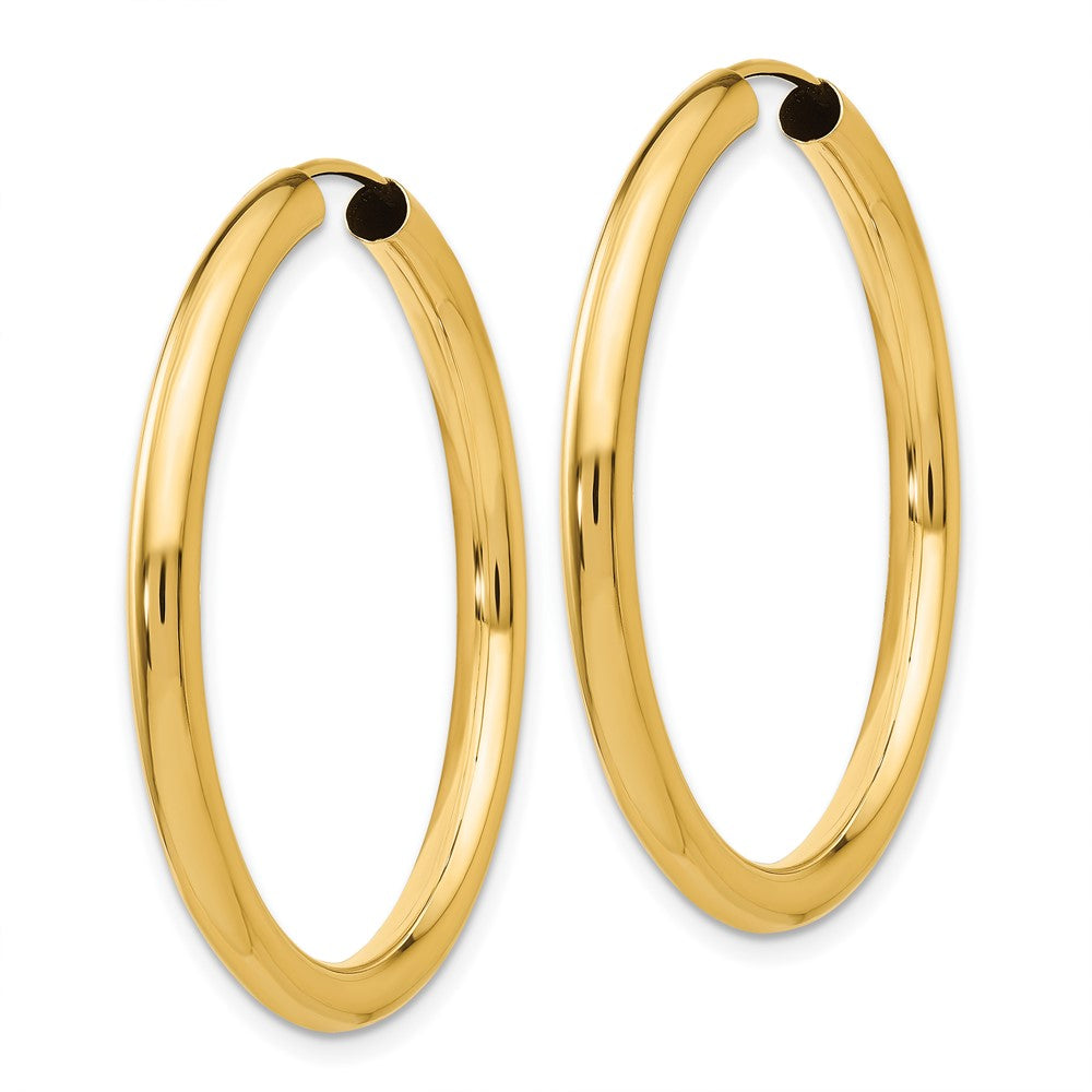 10K Yellow Gold Polished Endless Tube Hoop Earrings