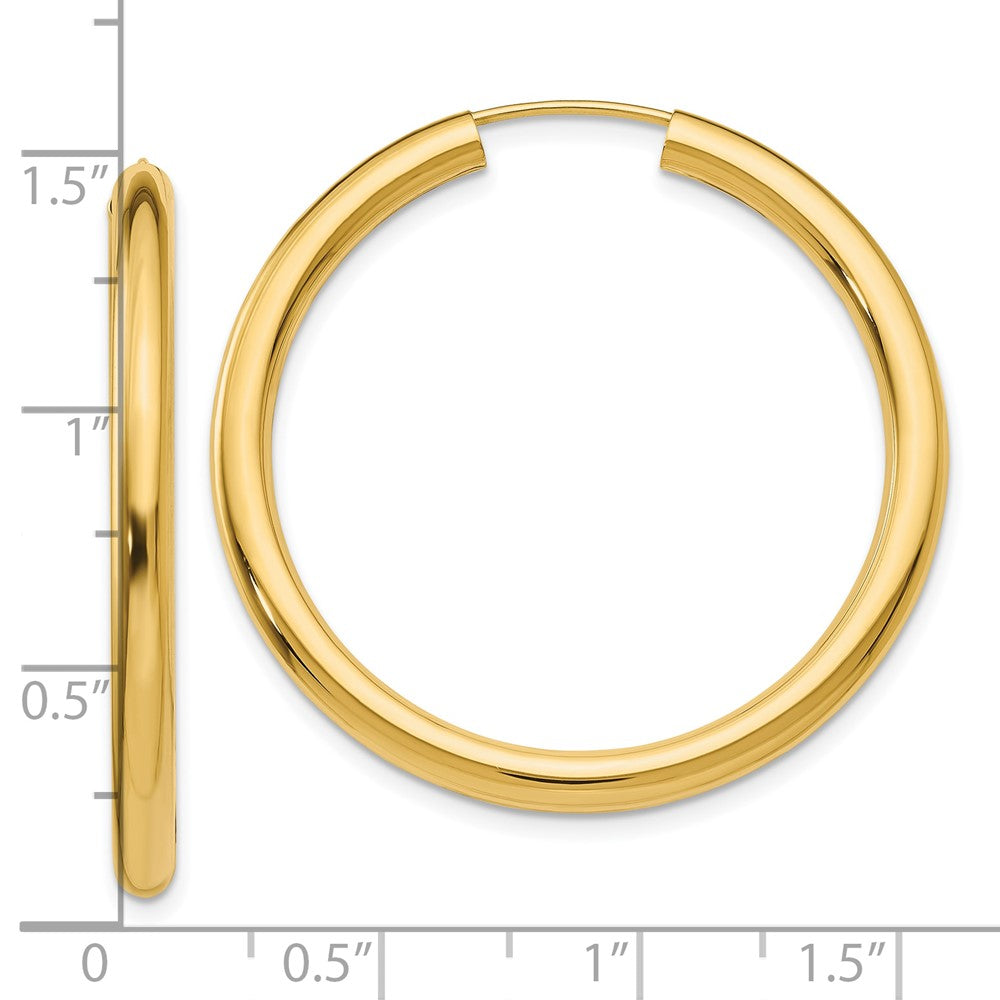 10K Yellow Gold Polished Endless Tube Hoop Earrings