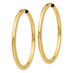 10K Yellow Gold Polished Endless Tube Hoop Earrings