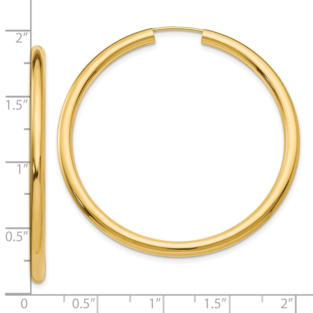 10K Yellow Gold Polished Endless Tube Hoop Earrings