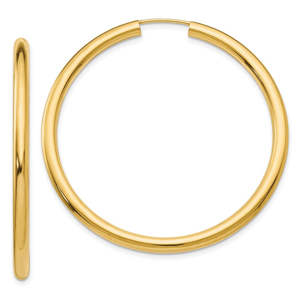 10K Yellow Gold Polished Endless Tube Hoop Earrings