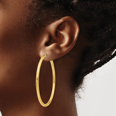 10K Yellow Gold Polished Endless Tube Hoop Earrings