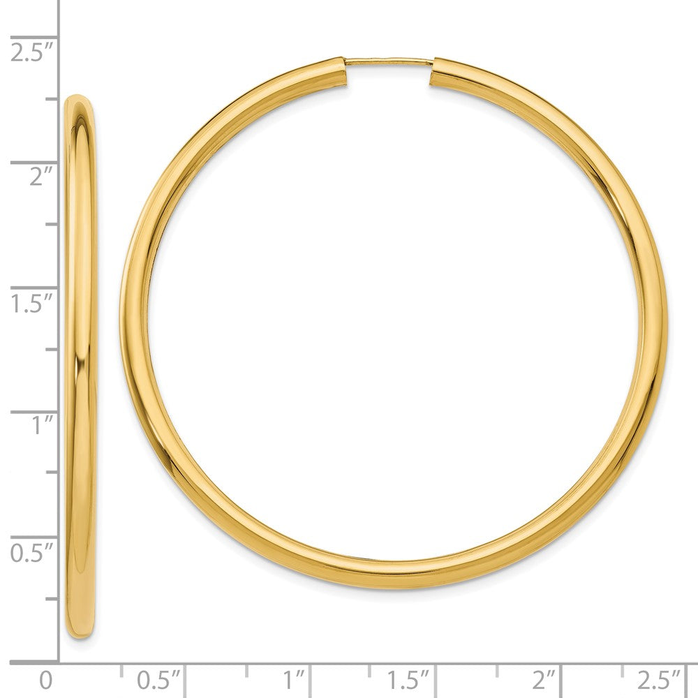 10K Yellow Gold Polished Endless Tube Hoop Earrings