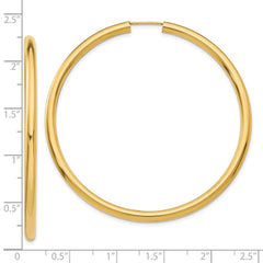 10K Yellow Gold Polished Endless Tube Hoop Earrings