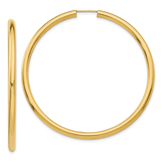 10K Yellow Gold Polished Endless Tube Hoop Earrings