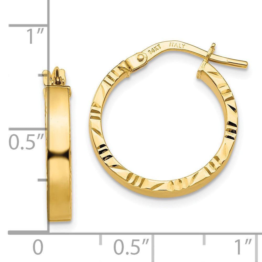 10K Yellow Gold Small 3mm Diamond-cut Edge Polished Hoop Earrings