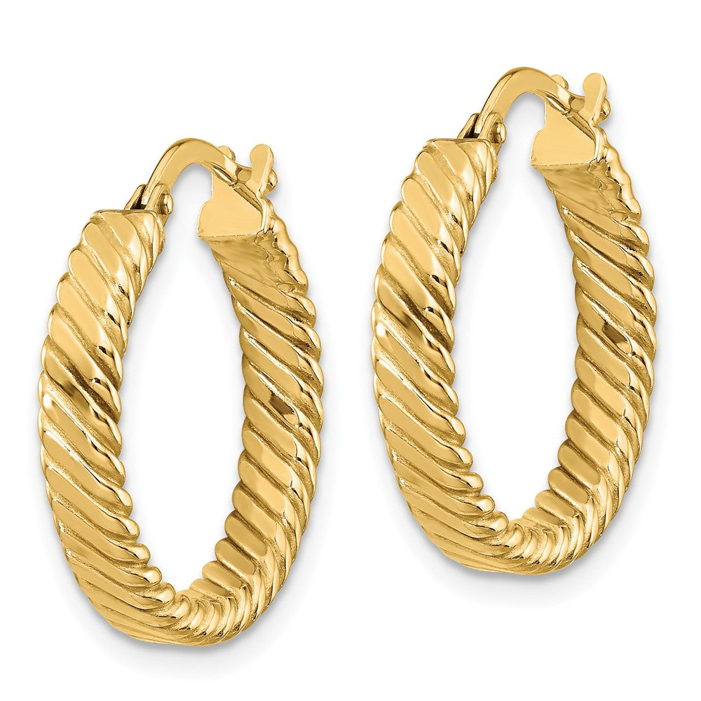 10K Yellow Gold Small 3mm Patterned Hoop Earrings