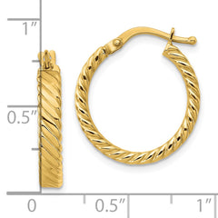 10K Yellow Gold Small 3mm Patterned Hoop Earrings