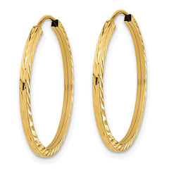 10K Yellow Gold Diamond-cut Square Tube Endless Hoop Earrings