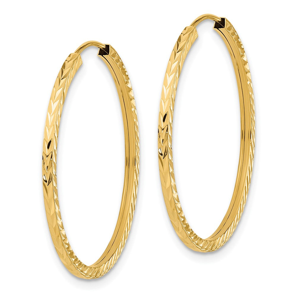 10K Yellow Gold Diamond-cut Square Tube Endless Hoop Earrings