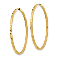 10K Yellow Gold Diamond-cut Square Tube Endless Hoop Earrings