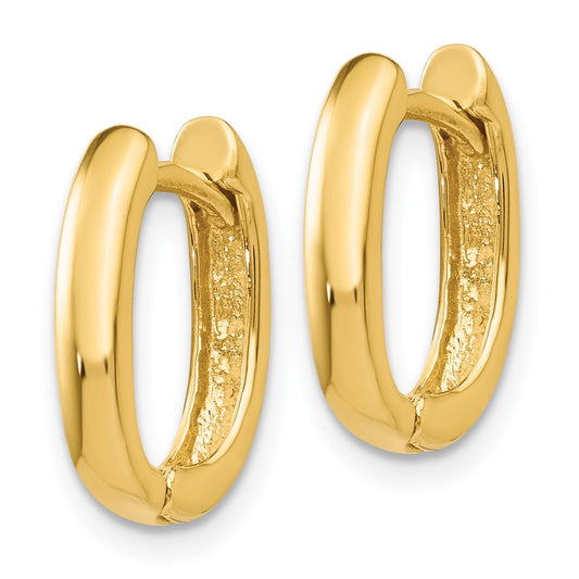 10K Yellow Gold Oval Hinged Hoop Earrings