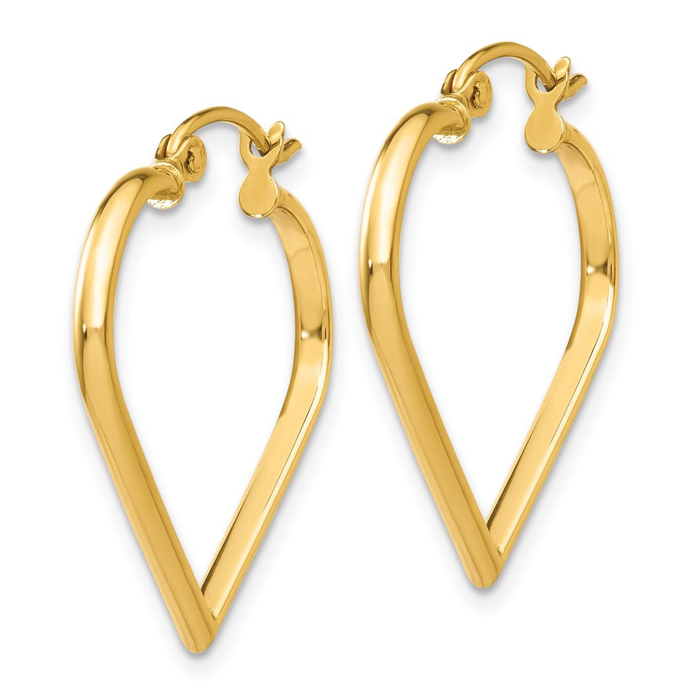 10K Yellow Gold Polished 2mm Heart Hoop Earrings