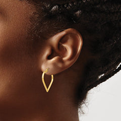 10K Yellow Gold Polished 2mm Heart Hoop Earrings