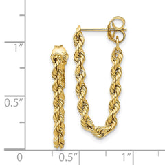10K Yellow Gold Hollow Rope Earrings