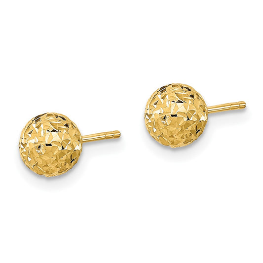 10K Yellow Gold 6mm Diamond-cut Ball Post Earrings